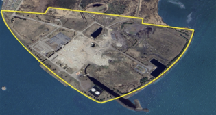 An aerial view of the Mission Island Lands, a 183-acre industrial property in Thunder Bay, Ontario, where Frontier Lithium plans to build a lithium conversion facility. (Map Courtesy of CNW Group/Frontier Lithium Inc.)